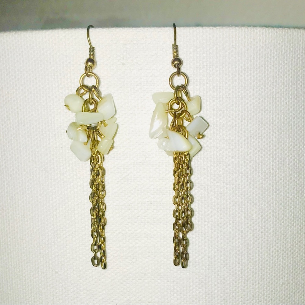 Banana Republic 3” drop earrings w white stones